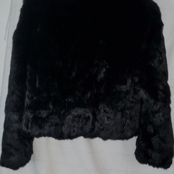 Vintage 1980's Sergio Valente Black Rabbit Fur jacket In Great condition- Size L - Picture 3 of 5